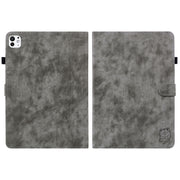 For iPad Pro 11 2024 Embossed Tiger Pattern Leather Tablet Case(Grey)