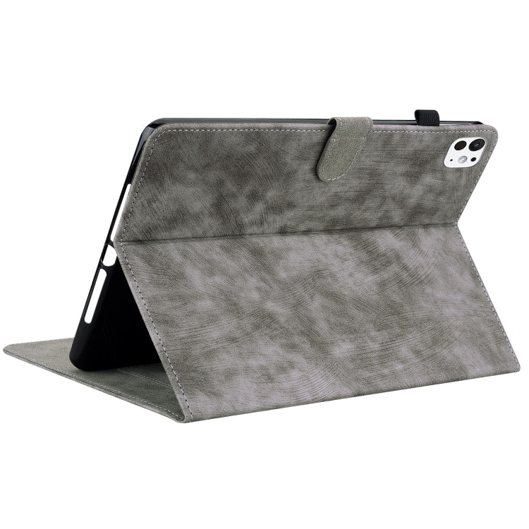 For iPad Pro 11 2024 Embossed Tiger Pattern Leather Tablet Case(Grey)
