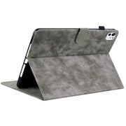 For iPad Pro 11 2024 Embossed Tiger Pattern Leather Tablet Case(Grey)