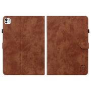 For iPad Pro 11 2024 Embossed Tiger Pattern Leather Tablet Case(Brown)