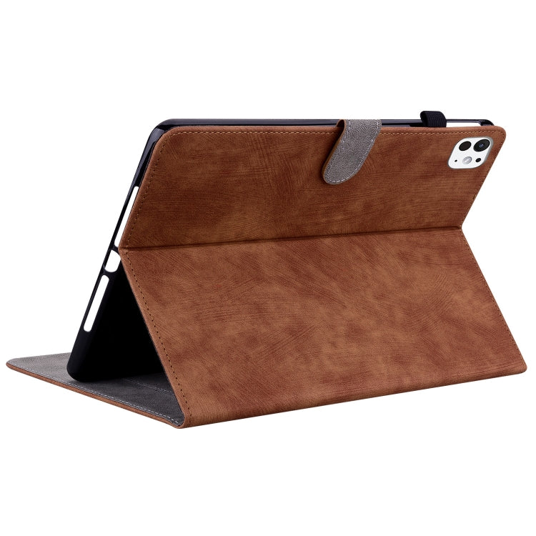 For iPad Pro 11 2024 Embossed Tiger Pattern Leather Tablet Case(Brown)