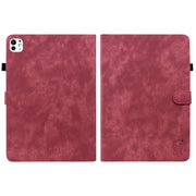 For iPad Pro 11 2024 Embossed Tiger Pattern Leather Tablet Case(Red)