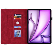 For iPad Air 11 2024 Butterfly Flower Embossed Leather Tablet Case(Red)