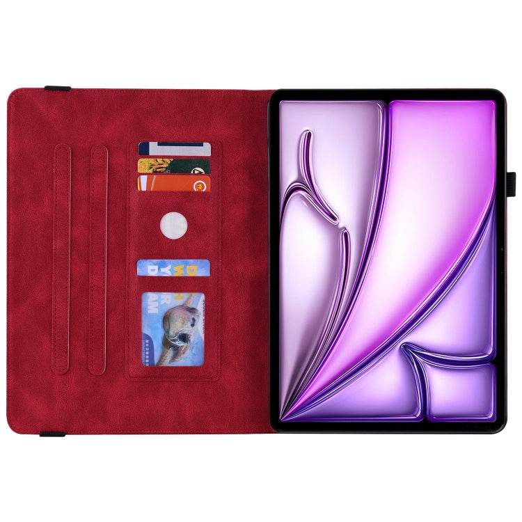 For iPad Air 11 2024 Butterfly Flower Embossed Leather Tablet Case(Red)