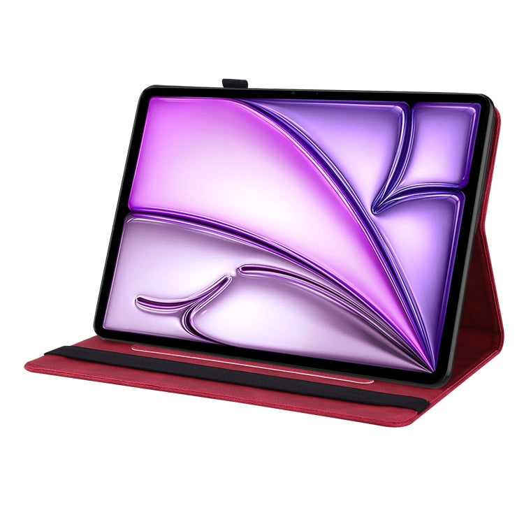 For iPad Air 11 2024 Butterfly Flower Embossed Leather Tablet Case(Red)