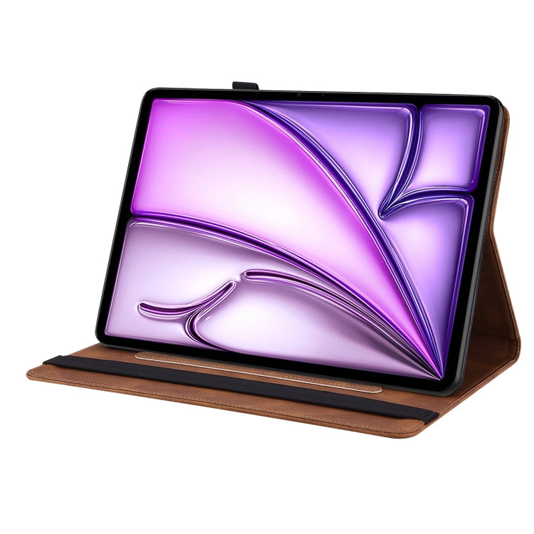 For iPad Air 11 2024 Butterfly Flower Embossed Leather Tablet Case(Brown)