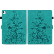 For iPad Air 13 2025 / 2024 Lily Embossed Leather Smart Tablet Case(Green)