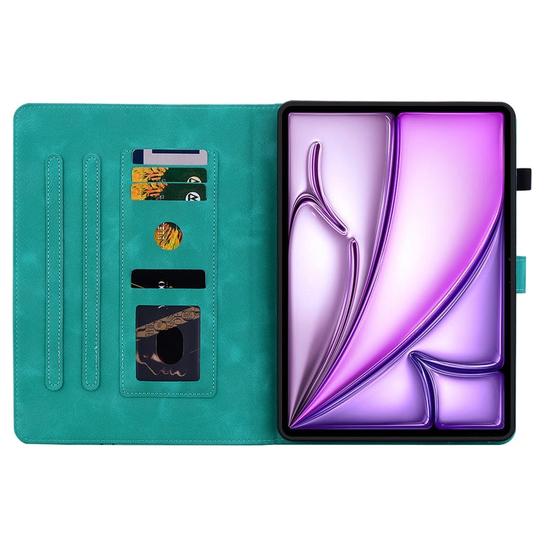 For iPad Air 13 2025 / 2024 Lily Embossed Leather Smart Tablet Case(Green)