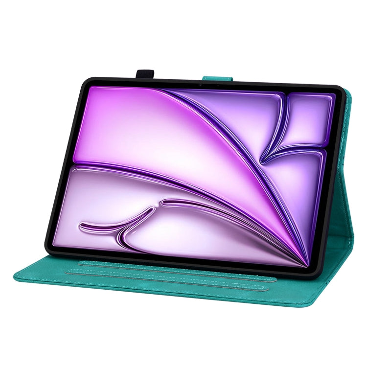 For iPad Air 13 2025 / 2024 Lily Embossed Leather Smart Tablet Case(Green)