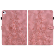 For iPad Air 13 2024 Lily Embossed Leather Smart Tablet Case(Pink)