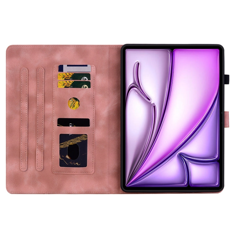 For iPad Air 13 2024 Lily Embossed Leather Smart Tablet Case(Pink)