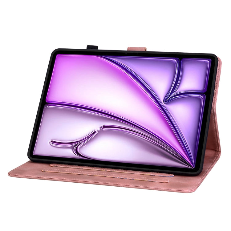 For iPad Air 13 2024 Lily Embossed Leather Smart Tablet Case(Pink)