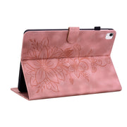 For iPad Air 13 2024 Lily Embossed Leather Smart Tablet Case(Pink)