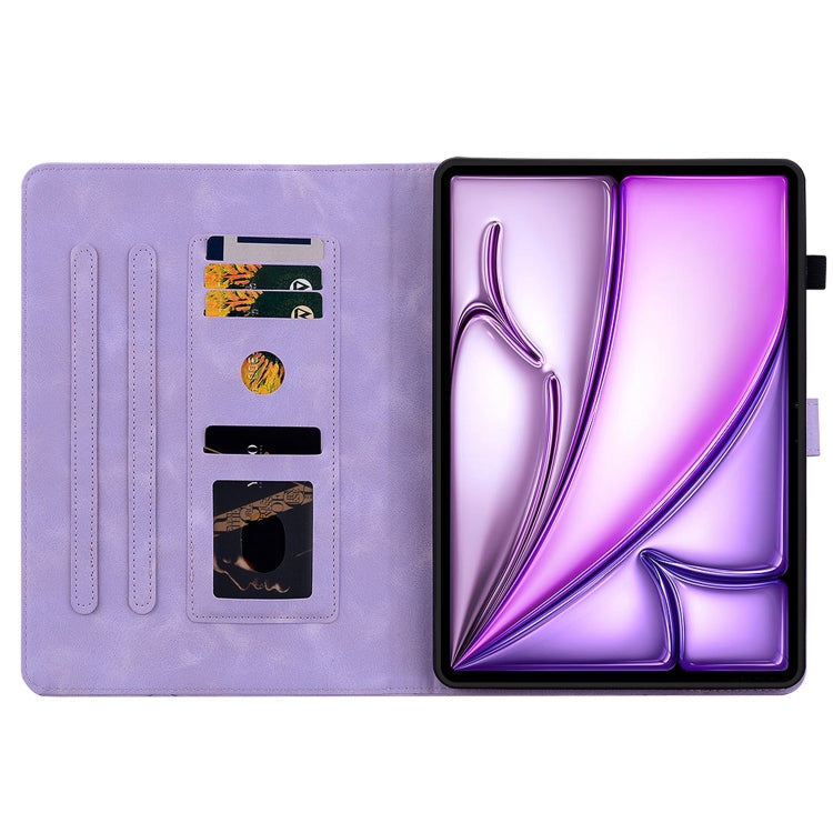 For iPad Air 13 2024 Lily Embossed Leather Smart Tablet Case(Purple)