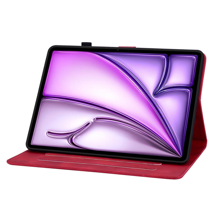 For iPad Air 13 2025 / 2024 Lily Embossed Leather Smart Tablet Case(Red)