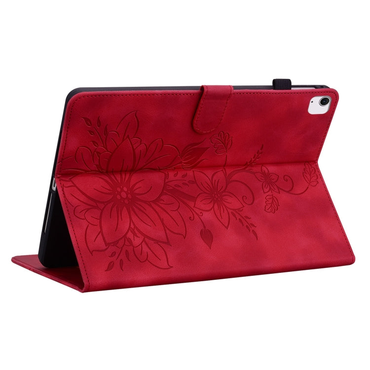 For iPad Air 13 2025 / 2024 Lily Embossed Leather Smart Tablet Case(Red)