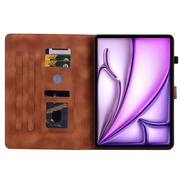 For iPad Air 11 2025 / 2024 Lily Embossed Leather Smart Tablet Case(Brown)