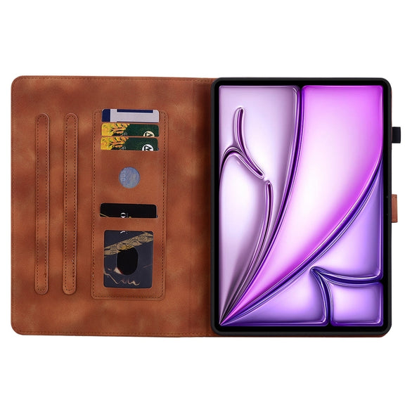 For iPad Air 11 2025 / 2024 Lily Embossed Leather Smart Tablet Case(Brown)