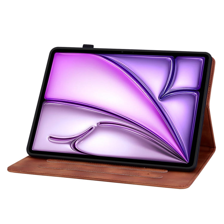 For iPad Air 11 2025 / 2024 Lily Embossed Leather Smart Tablet Case(Brown)