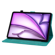 For iPad Air 11 2025 / 2024 Lily Embossed Leather Smart Tablet Case(Green)