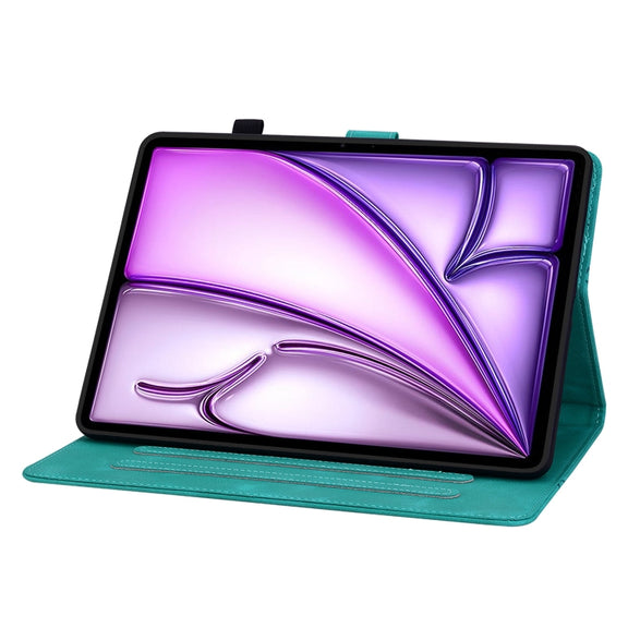 For iPad Air 11 2025 / 2024 Lily Embossed Leather Smart Tablet Case(Green)
