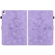 For iPad Air 11 2024 Lily Embossed Leather Smart Tablet Case(Purple)