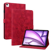 For iPad Air 11 2025 / 2024 Lily Embossed Leather Smart Tablet Case(Red)