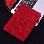 For iPad Air 11 2025 / 2024 Lily Embossed Leather Smart Tablet Case(Red)