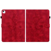 For iPad Air 11 2025 / 2024 Lily Embossed Leather Smart Tablet Case(Red)