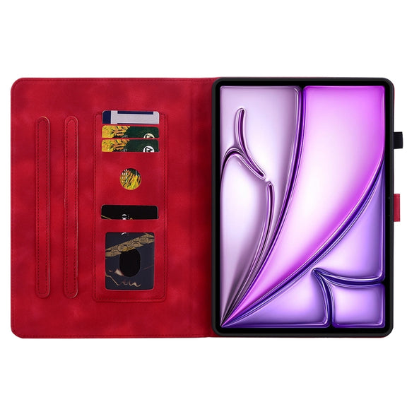 For iPad Air 11 2025 / 2024 Lily Embossed Leather Smart Tablet Case(Red)