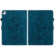 For iPad Air 11 2024 Lily Embossed Leather Smart Tablet Case(Dark Blue)