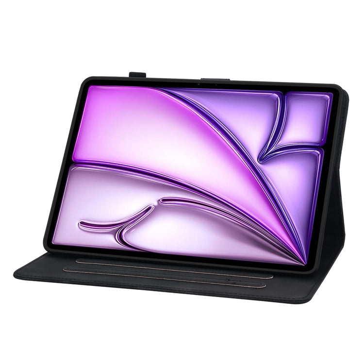 For iPad Air 11 2024 Lily Embossed Leather Smart Tablet Case(Black)