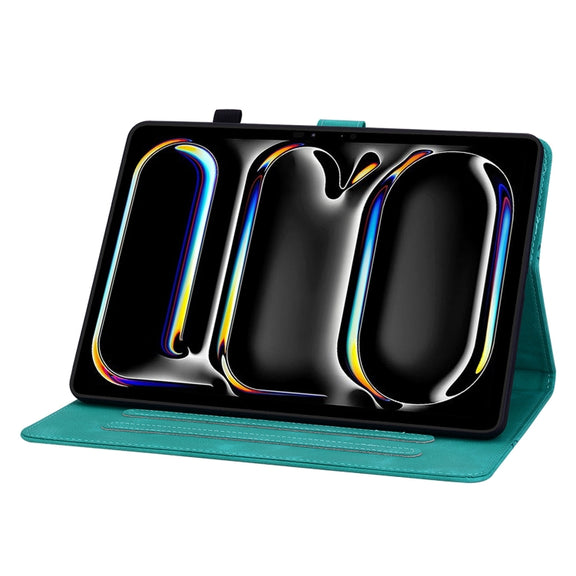 For iPad Pro 11 2024 Lily Embossed Leather Smart Tablet Case(Green)