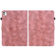 For iPad Pro 11 2024 Lily Embossed Leather Smart Tablet Case(Pink)
