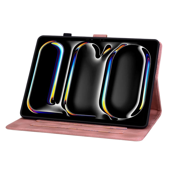 For iPad Pro 11 2024 Lily Embossed Leather Smart Tablet Case(Pink)