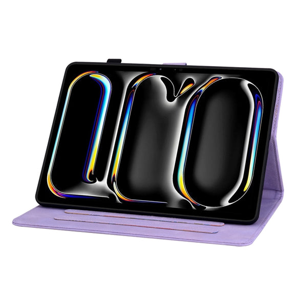 For iPad Pro 11 2024 Lily Embossed Leather Smart Tablet Case(Purple)