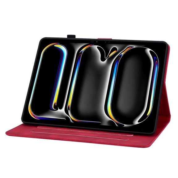 For iPad Pro 11 2024 Lily Embossed Leather Smart Tablet Case(Red)