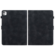 For iPad Pro 11 2024 Lily Embossed Leather Smart Tablet Case(Black)
