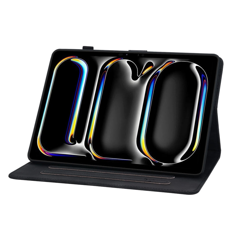 For iPad Pro 11 2024 Lily Embossed Leather Smart Tablet Case(Black)