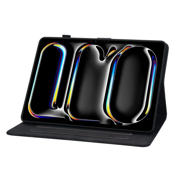 For iPad Pro 11 2024 Lily Embossed Leather Smart Tablet Case(Black)