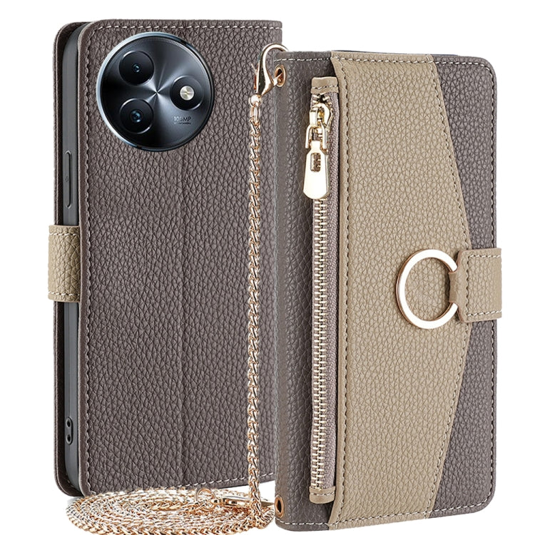 For itel S24 4G Crossbody Litchi Texture Leather Phone Case(Grey)