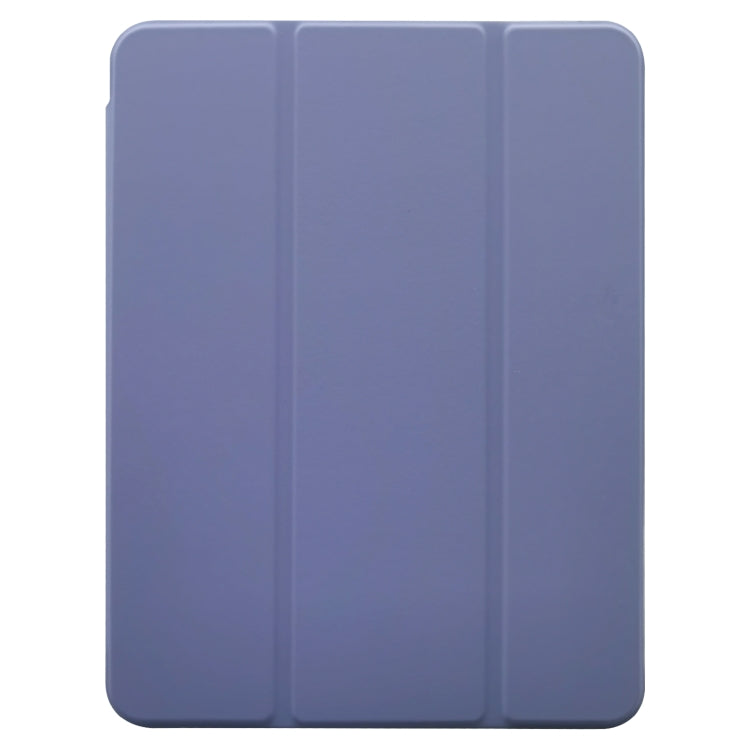 For iPad Pro 11 2024 3-folding Electric Pressed Skin Texture Leather Tablet Case(Lavender)
