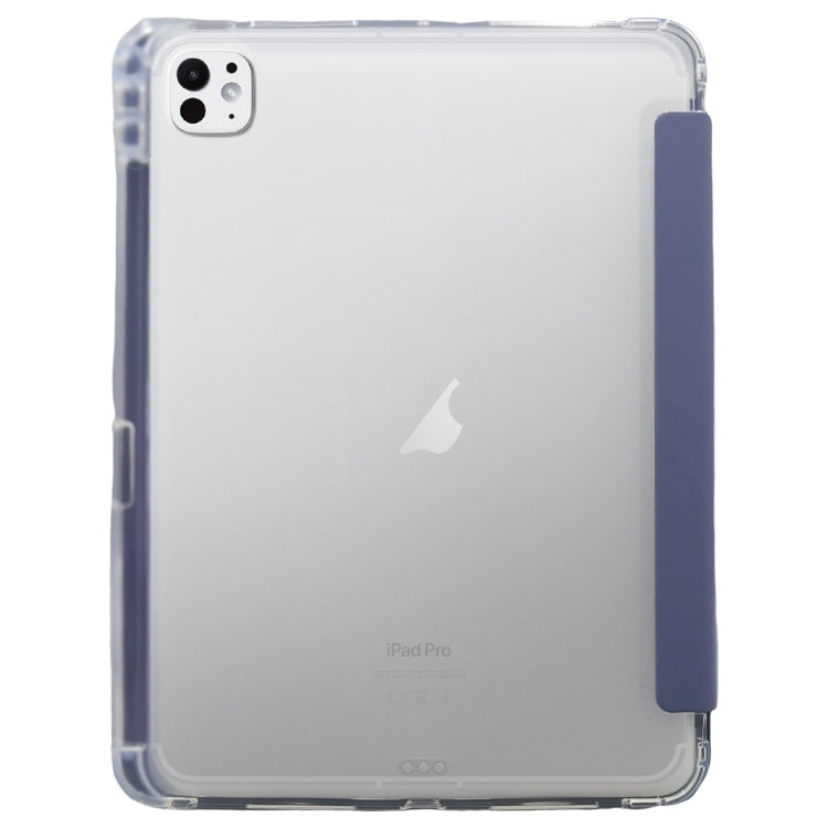 For iPad Pro 11 2024 3-folding Electric Pressed Skin Texture Leather Tablet Case(Lavender)