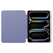 For iPad Pro 11 2024 3-folding Electric Pressed Skin Texture Leather Tablet Case(Lavender)
