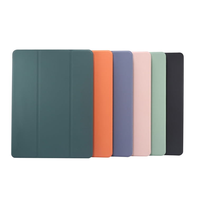 For iPad Pro 11 2024 3-folding Electric Pressed Skin Texture Leather Tablet Case(Lavender)