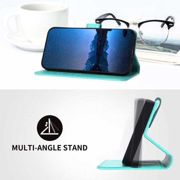 For iPhone 17 Air YX0070 Carbon Fiber Buckle Leather Phone Case with Lanyard(Light Blue)