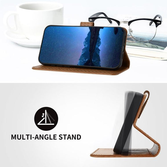For iPhone 17 Air YX0070 Carbon Fiber Buckle Leather Phone Case with Lanyard(Coffee)