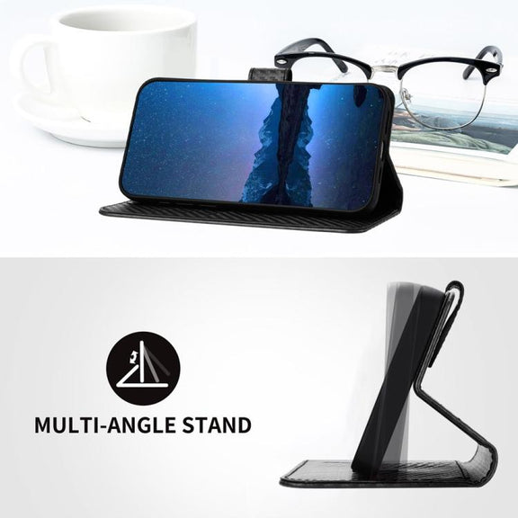 For iPhone 17 Air YX0070 Carbon Fiber Buckle Leather Phone Case with Lanyard(Black)