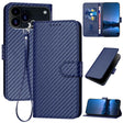 For iPhone 17 Pro YX0070 Carbon Fiber Buckle Leather Phone Case with Lanyard(Royal Blue) - free shipping - PMc TechLife - Order now!