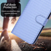 For iPhone 17 Pro YX0070 Carbon Fiber Buckle Leather Phone Case with Lanyard(Light Purple)